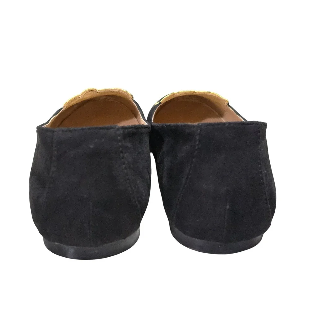 ModCloth Hello Kitty Ballet Flats Womens Gold Embroidered Black Suede Size 9
